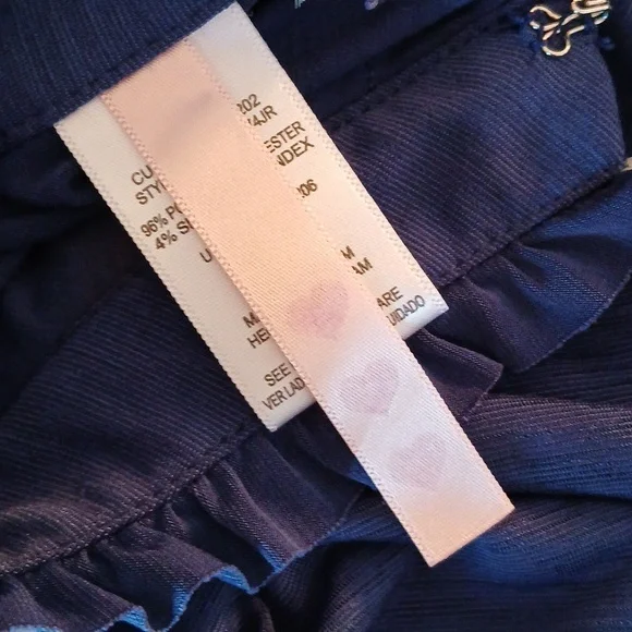 Navy Blue Ruffled Cut Out Blouse with Mandarin Collar size M - Picture 6 of 8